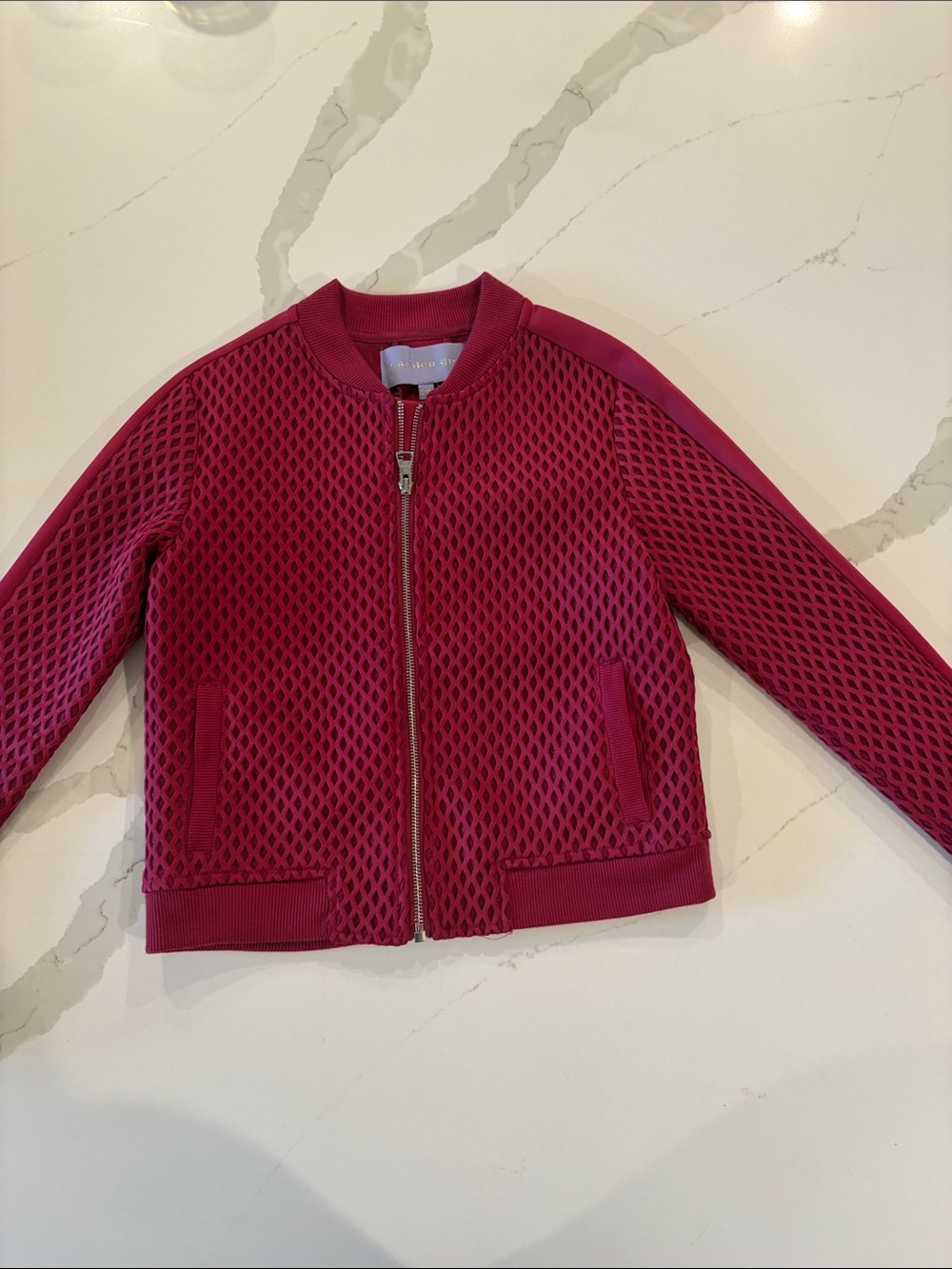 Women Magenta Mesh Pink Bomber Jacket - Women Jackets & Coats